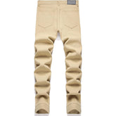 Men's Personality Ripped Khaki Jeans